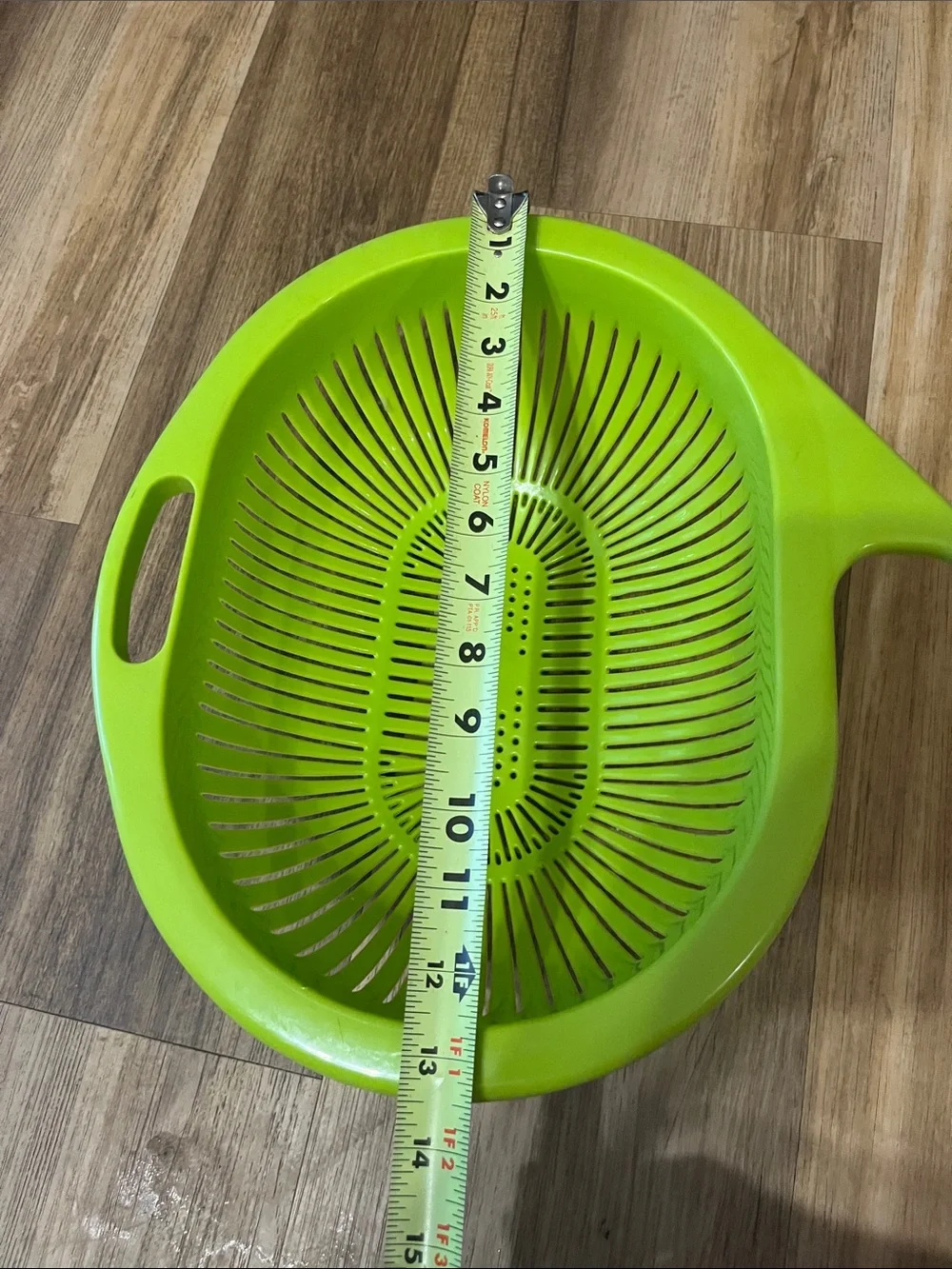 Vintage lime green plastic colander